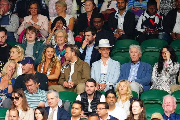 Mandatory Credit: Photo by Javier Garcia Shutterstock (12197711n) Laura Whitmore, Olly Murs, Amelia Tank, Jack Whitehall, Benedict Cumberbatch and Jessie J watching the action on Centre Court Wimbledon Tennis Championships, Day 8, The All England Lawn Tennis and Croquet Club, London, UK - 06 Jul 2021 Wimbledon Tennis Championships, Day 8, The All England Lawn Tennis and Croquet Club, London, UK - 06 Jul 2021 Copyright: xJavierxGarcia Shutterstockx 12197711n