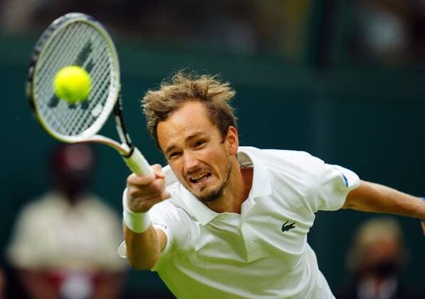 Mandatory Credit: Photo by Javier Garcia Shutterstock (12197711z) Daniil Medvedev during his fourth round match Wimbledon Tennis Championships, Day 8, The All England Lawn Tennis and Croquet Club, London, UK - 06 Jul 2021 Wimbledon Tennis Championships, Day 8, The All England Lawn Tennis and Croquet Club, London, UK - 06 Jul 2021  Copyright: xJavierxGarcia Shutterstockx 12197711z