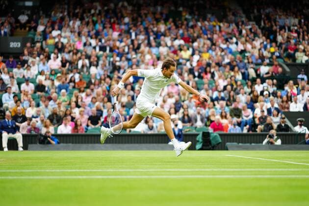 Mandatory Credit: Photo by Javier Garcia Shutterstock (12197711ah) Daniil Medvedev during his fourth round match Wimbledon Tennis Championships, Day 8, The All England Lawn Tennis and Croquet Club, London, UK - 06 Jul 2021 Wimbledon Tennis Championships, Day 8, The All England Lawn Tennis and Croquet Club, London, UK - 06 Jul 2021  Copyright: xJavierxGarcia Shutterstockx 12197711ah