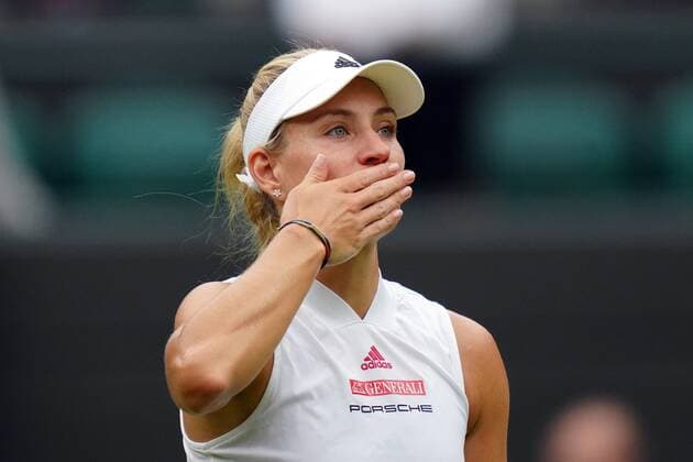 Mandatory Credit: Photo by Shutterstock (12197712bz) Angelique Kerber celebrates victory in her quarter-final match Wimbledon Tennis Championships, Day 8, The All England Lawn Tennis and Croquet Club, London, UK - 06 Jul 2021 Wimbledon Tennis Championships, Day 8, The All England Lawn Tennis and Croquet Club, London, UK - 06 Jul 2021  Copyright: xShutterstockx 12197712bz
