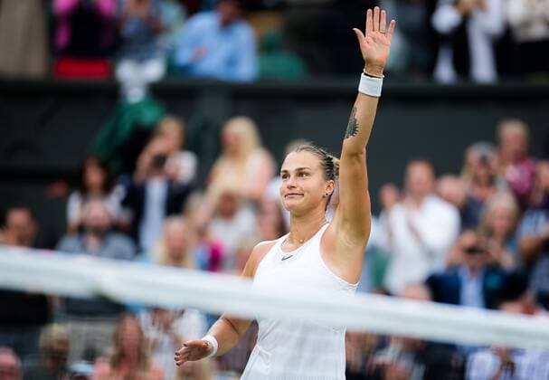 Mandatory Credit: Photo by Rob Prange Shutterstock (12197719r) Aryna Sabalenka of Belarus in action during the quarter-final at the 2021 Wimbledon Championships Grand Slam tennis tournament Wimbledon Tennis Championships, Day 8, The All England Lawn Tennis and Croquet Club, London, UK - 06 Jul 2021 Wimbledon Tennis Championships, Day 8, The All England Lawn Tennis and Croquet Club, London, UK - 06 Jul 2021  Copyright: xRobxPrange Shutterstockx 12197719r