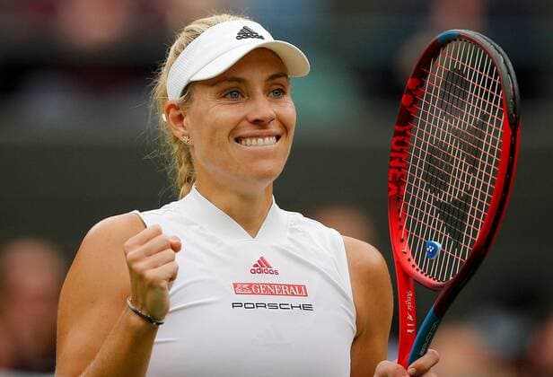 Mandatory Credit: Photo by Shutterstock (12197713t) Angelique Kerber of Germany celebrates Wimbledon Tennis Championships, Day 8, The All England Lawn Tennis and Croquet Club, London, UK - 06 Jul 2021 Wimbledon Tennis Championships, Day 8, The All England Lawn Tennis and Croquet Club, London, UK - 06 Jul 2021  Copyright: xShutterstockx 12197713t