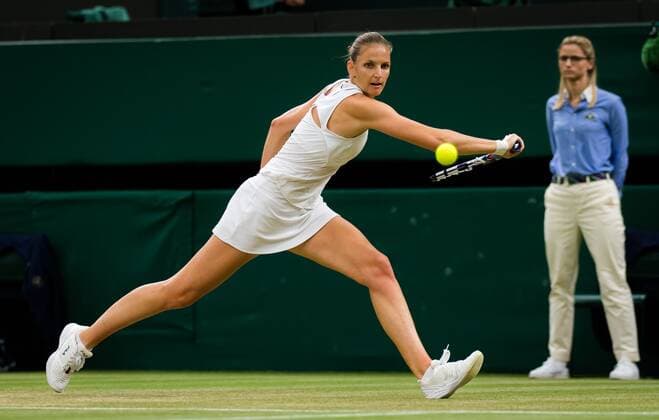 Mandatory Credit: Photo by Rob Prange Shutterstock (12197719bq) Karolina Pliskova of the Czech Republic in action during the quarter-final at the 2021 Wimbledon Championships Grand Slam tennis tournament Wimbledon Tennis Championships, Day 8, The All England Lawn Tennis and Croquet Club, London, UK - 06 Jul 2021 Wimbledon Tennis Championships, Day 8, The All England Lawn Tennis and Croquet Club, London, UK - 06 Jul 2021  Copyright: xRobxPrange Shutterstockx 12197719bq