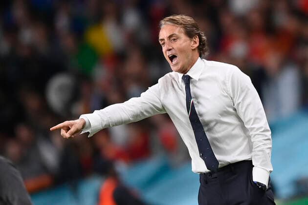 Photo LaPresse - Fabio Ferrari July 06, 2021 London, Great Britain soccer Italy vs Spain - Euro 2020 - European Football Championship - Semi-Final -Wembley Stadium of London. In the pic:Roberto Mancini  Copyright: xFabioxFerrari LaPressex