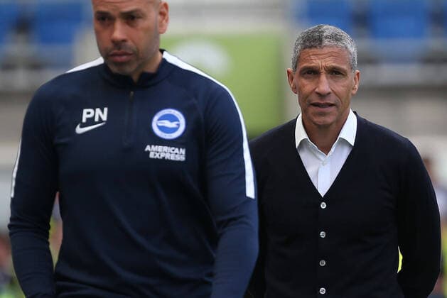 Fußball, Trainerhistorie Brighton & Hove Albion von 1901 bis heute Mandatory Credit: Photo by James Boardman TPI Shutterstock (10213805a) Brighton s manager Chris Hughton (R) and Paul Nevin First Team Coach during the Premier League match between Brighton & Hove Albion and Newcastle United at the Amex Stadium in Brighton. 27 April 2019 Brighton & Hove Albion v Newcastle United, Premier League, Football, Amex Stadium, Brighton, UK - 27 Apr 2019 EDITORIAL USE ONLY No use with unauthorised audio, video, data, fixture lists (outside the EU), club league logos or live services. Online in-match use limited to 45 images (+15 in extra time). No use to emulate moving images. No use in betting, games or single club league player publications services. Brighton & Hove Albion v Newcastle United, Premier League, Football, Amex Stadium, Brighton, UK - 27 Apr 2019 EDITORIAL USE ONLY No use with unauthorised audio, video, data, fixture lists (outside the EU), club league logos or live services. Online in-match use limited to 45 images (+15 in extra time). No use to emulate moving images. No use in betting, games or Copyright: xJamesxBoardman TPI Shutterstockx 10213805a