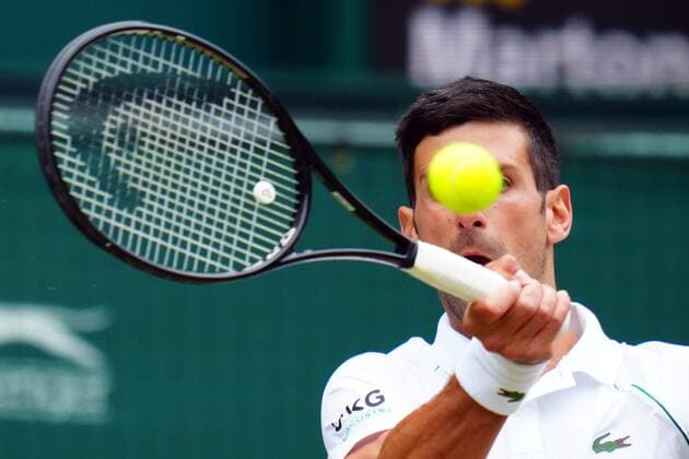 Mandatory Credit: Photo by Javier Garcia Shutterstock (12199110ah) Novak Djokovic during his quarter-final match Wimbledon Tennis Championships, Day 9, The All England Lawn Tennis and Croquet Club, London, UK - 07 Jul 2021 Wimbledon Tennis Championships, Day 9, The All England Lawn Tennis and Croquet Club, London, UK - 07 Jul 2021  Copyright: xJavierxGarcia Shutterstockx 12199110ah