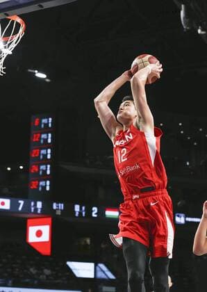 Basketball: Japan-Hungary exhibition game for Olympics Yuta Watanabe (12) of Japan s Olympic basketball team plays during the first quarter of an exhibition game against Hungary on July 7, 2021, at Okinawa Arena in Okinawa, southern Japan. 
