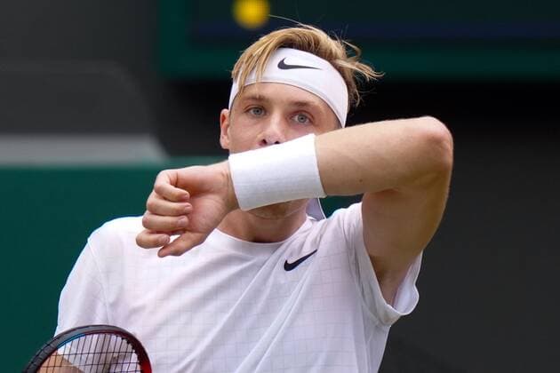 Mandatory Credit: Photo by Shutterstock (12199111al) Denis Shapovalov during his quarter-final match Wimbledon Tennis Championships, Day 9, The All England Lawn Tennis and Croquet Club, London, UK - 07 Jul 2021 Wimbledon Tennis Championships, Day 9, The All England Lawn Tennis and Croquet Club, London, UK - 07 Jul 2021  Copyright: xShutterstockx 12199111al