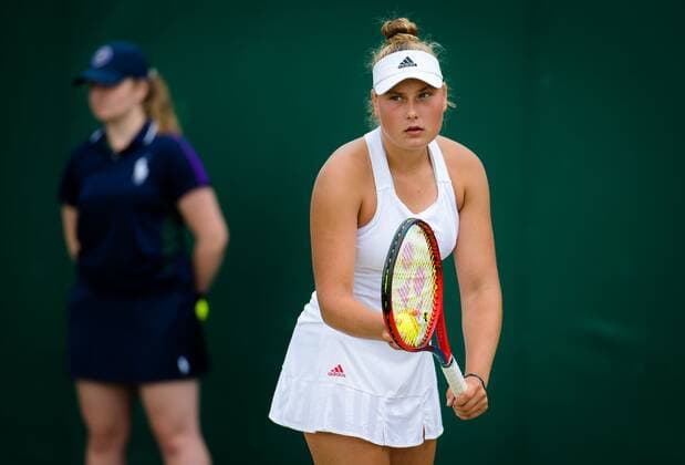 Mandatory Credit: Photo by Rob Prange Shutterstock (12200588m) Nastasja Schunk of Germany in action during the Juniors competition at the 2021 Wimbledon Championships Grand Slam tennis tournament Wimbledon Tennis Championships, Day 10, The All England Lawn Tennis and Croquet Club, London, UK - 08 Jul 2021 Wimbledon Tennis Championships, Day 10, The All England Lawn Tennis and Croquet Club, London, UK - 08 Jul 2021  Copyright: xRobxPrange Shutterstockx 12200588m
