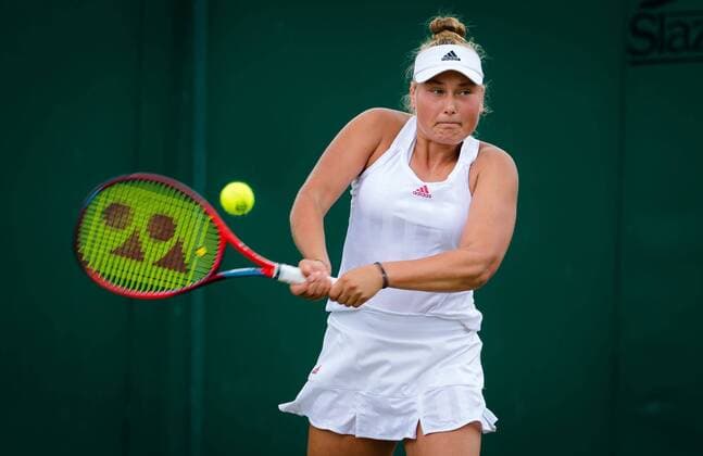 Mandatory Credit: Photo by Rob Prange Shutterstock (12200588d) Nastasja Schunk of Germany in action during the Juniors competition at the 2021 Wimbledon Championships Grand Slam tennis tournament Wimbledon Tennis Championships, Day 10, The All England Lawn Tennis and Croquet Club, London, UK - 08 Jul 2021 Wimbledon Tennis Championships, Day 10, The All England Lawn Tennis and Croquet Club, London, UK - 08 Jul 2021  Copyright: xRobxPrange Shutterstockx 12200588d