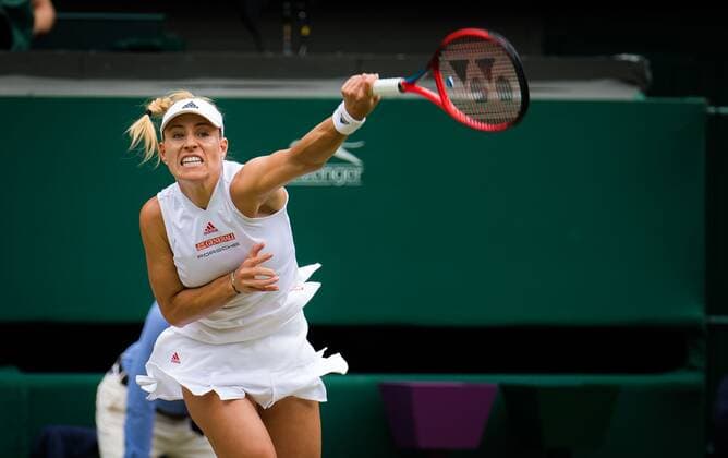 Mandatory Credit: Photo by Rob Prange Shutterstock (12200588z) Angelique Kerber of Germany in action during the semi-final of the 2021 Wimbledon Championships Grand Slam tennis tournament Wimbledon Tennis Championships, Day 10, The All England Lawn Tennis and Croquet Club, London, UK - 08 Jul 2021 Wimbledon Tennis Championships, Day 10, The All England Lawn Tennis and Croquet Club, London, UK - 08 Jul 2021  Copyright: xRobxPrange Shutterstockx 12200588z