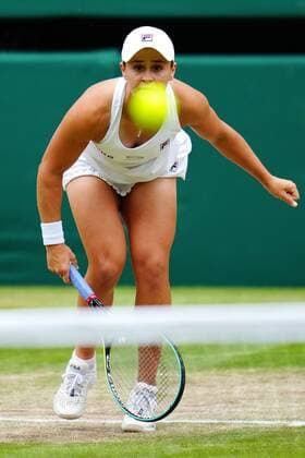 Mandatory Credit: Photo by Javier Garcia Shutterstock (12200578an) Ashleigh Barty during her semi-final match Wimbledon Tennis Championships, Day 10, The All England Lawn Tennis and Croquet Club, London, UK - 08 Jul 2021 Wimbledon Tennis Championships, Day 10, The All England Lawn Tennis and Croquet Club, London, UK - 08 Jul 2021  Copyright: xJavierxGarcia Shutterstockx 12200578an
