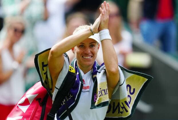 Mandatory Credit: Photo by Javier Garcia Shutterstock (12200578br) Angelique Kerber waves to the crowd after defeat in her semi-final match Wimbledon Tennis Championships, Day 10, The All England Lawn Tennis and Croquet Club, London, UK - 08 Jul 2021 Wimbledon Tennis Championships, Day 10, The All England Lawn Tennis and Croquet Club, London, UK - 08 Jul 2021  Copyright: xJavierxGarcia Shutterstockx 12200578br