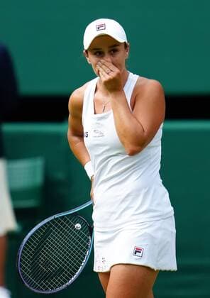 Mandatory Credit: Photo by Javier Garcia Shutterstock (12200578by) Ashleigh Barty celebrates victory in her semi-final match Wimbledon Tennis Championships, Day 10, The All England Lawn Tennis and Croquet Club, London, UK - 08 Jul 2021 Wimbledon Tennis Championships, Day 10, The All England Lawn Tennis and Croquet Club, London, UK - 08 Jul 2021  Copyright: xJavierxGarcia Shutterstockx 12200578by