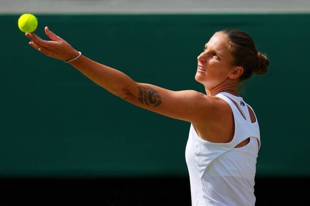 Mandatory Credit: Photo by Javier Garcia Shutterstock (12200578ch) Karolina Pliskova during her semi-final match Wimbledon Tennis Championships, Day 10, The All England Lawn Tennis and Croquet Club, London, UK - 08 Jul 2021 Wimbledon Tennis Championships, Day 10, The All England Lawn Tennis and Croquet Club, London, UK - 08 Jul 2021  Copyright: xJavierxGarcia Shutterstockx 12200578ch