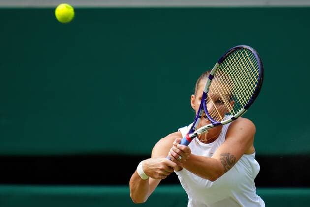 Mandatory Credit: Photo by Javier Garcia Shutterstock (12200578cr) Karolina Pliskova during her semi-final match Wimbledon Tennis Championships, Day 10, The All England Lawn Tennis and Croquet Club, London, UK - 08 Jul 2021 Wimbledon Tennis Championships, Day 10, The All England Lawn Tennis and Croquet Club, London, UK - 08 Jul 2021  Copyright: xJavierxGarcia Shutterstockx 12200578cr