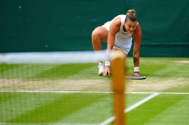 Mandatory Credit: Photo by Javier Garcia Shutterstock (12200578ej) Aryna Sabalenka during her semi-final match Wimbledon Tennis Championships, Day 10, The All England Lawn Tennis and Croquet Club, London, UK - 08 Jul 2021 Wimbledon Tennis Championships, Day 10, The All England Lawn Tennis and Croquet Club, London, UK - 08 Jul 2021  Copyright: xJavierxGarcia Shutterstockx 12200578ej