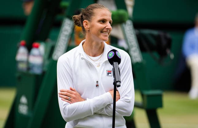 July 8, 2021: Karolina Pliskova of the Czech Republic after winning the semi-final of the 2021 Wimbledon Championships Grand Slam tennis tournament against Aryna Sabalenka of Belarus - ZUMAa181 20210708_zaa_a181_093 Copyright: xRobxPrangex