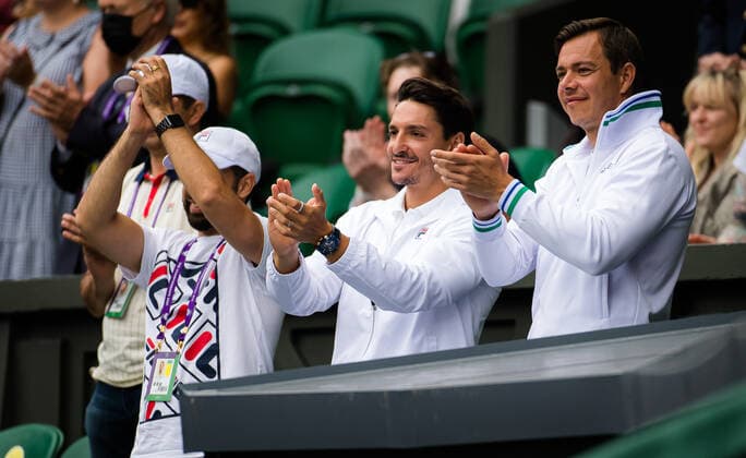 July 8, 2021: Michal Hrdlicka after wife Karolina Pliskova won the semi-final of the 2021 Wimbledon Championships Grand Slam tennis tournament against Aryna Sabalenka of Belarus - ZUMAa181 20210708_zaa_a181_096 Copyright: xRobxPrangex
