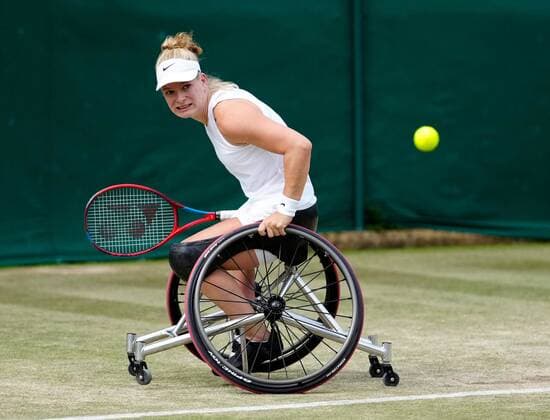 Mandatory Credit: Photo by Shutterstock (12200584bc) Diede De Groot during her Wheelchair Singles quarter-final match Wimbledon Tennis Championships, Day 10, The All England Lawn Tennis and Croquet Club, London, UK - 08 Jul 2021 Wimbledon Tennis Championships, Day 10, The All England Lawn Tennis and Croquet Club, London, UK - 08 Jul 2021  Copyright: xShutterstockx 12200584bc