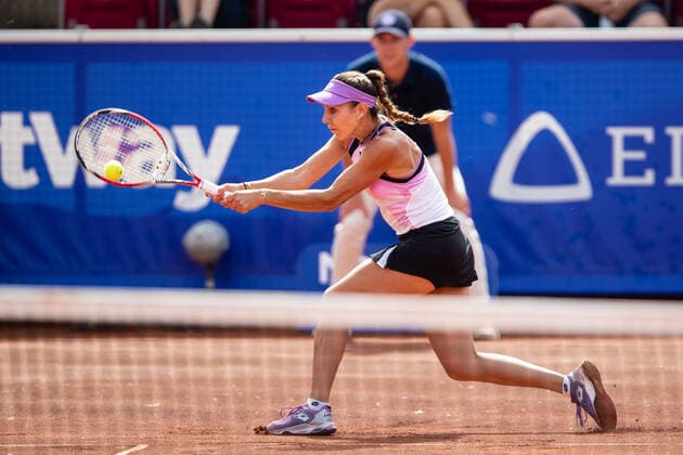 210709 Mihaela Buzarnescu, Rumänien, i semifinal i singel under dag 5 av Nordea Open den 9 juli 2021 i Bastad. Copyright: MATHILDAxAHLBERG BB210709BB037