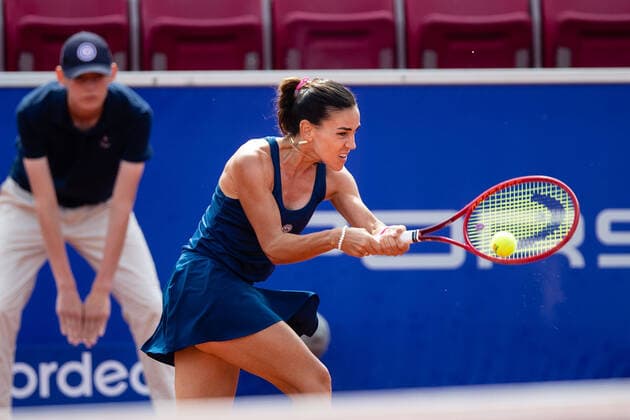 210709 Nuria Parrizas Diaz, Spanien, i semifinal i singel under dag 5 av Nordea Open den 9 juli 2021 i Bastad. Copyright: MATHILDAxAHLBERG BB210709BB039