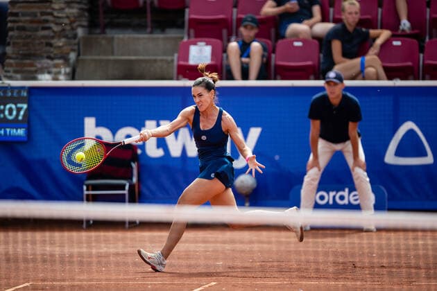 210709 Nuria Parrizas Diaz, Spanien, i semifinal i singel under dag 5 av Nordea Open den 9 juli 2021 i Bastad. Copyright: MATHILDAxAHLBERG BB210709BB042