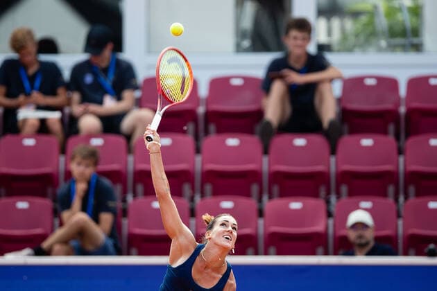 210709 Nuria Parrizas Diaz, Spanien, i semifinal i singel under dag 5 av Nordea Open den 9 juli 2021 i Bastad. Copyright: MATHILDAxAHLBERG BB210709BB048