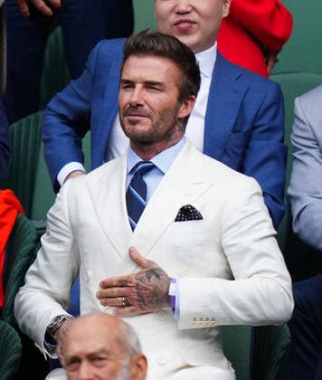Mandatory Credit: Photo by Shutterstock (12202136g) David Beckham in the Royal Box on Centre Court Wimbledon Tennis Championships, Day 11, The All England Lawn Tennis and Croquet Club, London, UK - 09 Jul 2021 Wimbledon Tennis Championships, Day 11, The All England Lawn Tennis and Croquet Club, London, UK - 09 Jul 2021  Copyright: xShutterstockx 12202136g