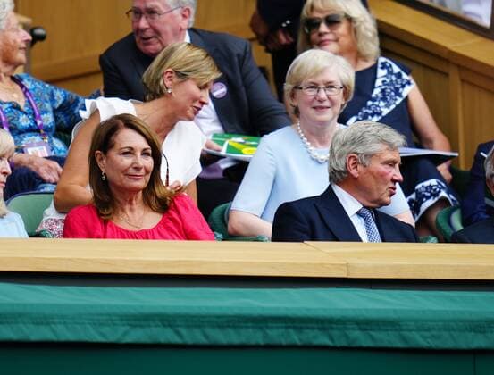 Mandatory Credit: Photo by Javier Garcia Shutterstock (12202131bf) Carole Middleton and James Middleton in the Royal Box on Centre Court Wimbledon Tennis Championships, Day 11, The All England Lawn Tennis and Croquet Club, London, UK - 09 Jul 2021 Wimbledon Tennis Championships, Day 11, The All England Lawn Tennis and Croquet Club, London, UK - 09 Jul 2021  Copyright: xJavierxGarcia Shutterstockx 12202131bf