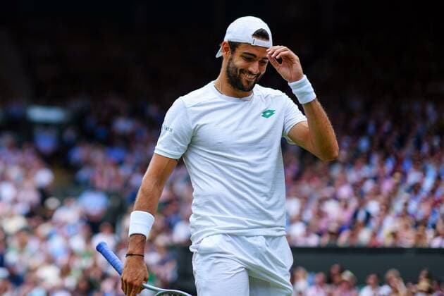 Mandatory Credit: Photo by Javier Garcia Shutterstock (12202131dg) Matteo Berrettini during his semi-final match Wimbledon Tennis Championships, Day 11, The All England Lawn Tennis and Croquet Club, London, UK - 09 Jul 2021 Wimbledon Tennis Championships, Day 11, The All England Lawn Tennis and Croquet Club, London, UK - 09 Jul 2021  Copyright: xJavierxGarcia Shutterstockx 12202131dg