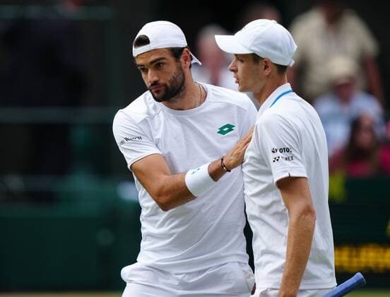 Mandatory Credit: Photo by Shutterstock (12202136cd) Matteo Berrettini celebrates victory in his semi-final match against Hubert Hurkacz Wimbledon Tennis Championships, Day 11, The All England Lawn Tennis and Croquet Club, London, UK - 09 Jul 2021 Wimbledon Tennis Championships, Day 11, The All England Lawn Tennis and Croquet Club, London, UK - 09 Jul 2021  Copyright: xShutterstockx 12202136cd