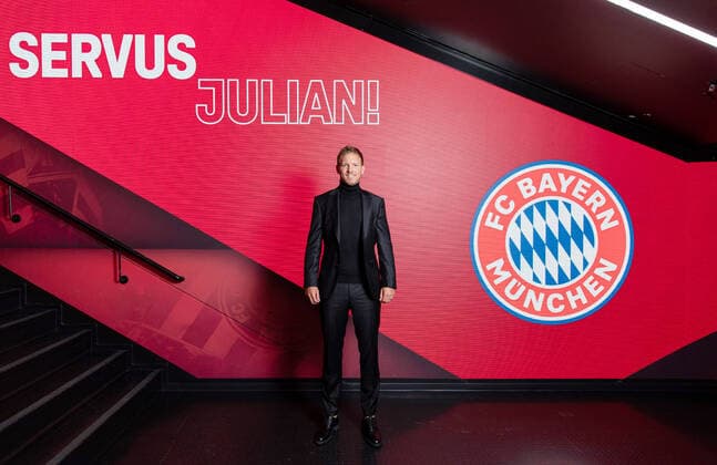Fussball 1. Bundesliga Saison 2021 2022 07.07.2021 PRESSEKONFERENZ beim FC Bayern Muenchen; Vorstellung von Trainer Julian Nagelsmann beim FC Bayern Muenchen FOTO: ULMER Pressebildagentur Pool FC Bayern Muenchen xxNOxMODELxRELEASExx Fussball 1. Bundesliga Saison 21 22: Vorstellung Trainer Julian Nagelsmann (FC Bayern Muenchen)