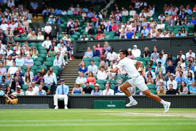Mandatory Credit: Photo by Javier Garcia Shutterstock (12202131ex) Novak Djokovic during his semi-final match Wimbledon Tennis Championships, Day 11, The All England Lawn Tennis and Croquet Club, London, UK - 09 Jul 2021 Wimbledon Tennis Championships, Day 11, The All England Lawn Tennis and Croquet Club, London, UK - 09 Jul 2021  Copyright: xJavierxGarcia Shutterstockx 12202131ex