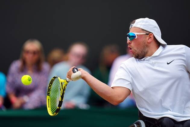 Mandatory Credit: Photo by Javier Garcia Shutterstock (12203621z) Dylan Alcott during the Quad Wheelchair Singles final Wimbledon Tennis Championships, Day 12, The All England Lawn Tennis and Croquet Club, London, UK - 10 Jul 2021 Wimbledon Tennis Championships, Day 12, The All England Lawn Tennis and Croquet Club, London, UK - 10 Jul 2021  Copyright: xJavierxGarcia Shutterstockx 12203621z