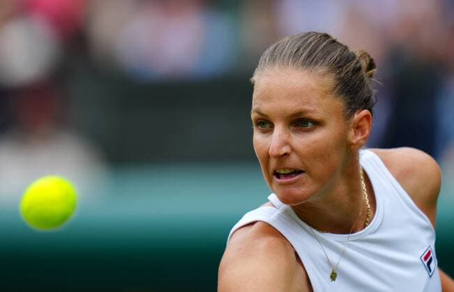 Mandatory Credit: Photo by Javier Garcia Shutterstock (12203621cz) Karolina Pliskova during the Ladies Singles final Wimbledon Tennis Championships, Day 12, The All England Lawn Tennis and Croquet Club, London, UK - 10 Jul 2021 Wimbledon Tennis Championships, Day 12, The All England Lawn Tennis and Croquet Club, London, UK - 10 Jul 2021  Copyright: xJavierxGarcia Shutterstockx 12203621cz