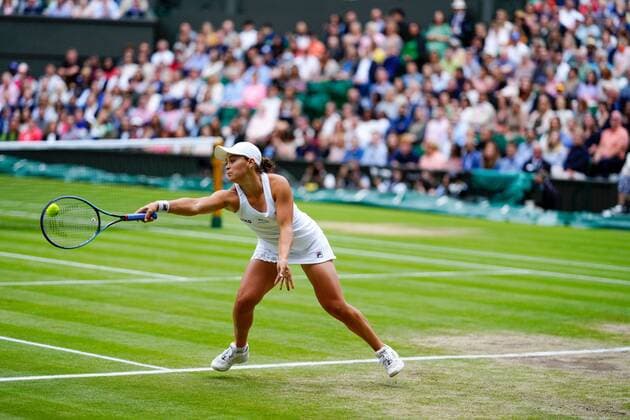 Mandatory Credit: Photo by Shutterstock (12203622m) Ashleigh Barty during the Ladies Singles final Wimbledon Tennis Championships, Day 12, The All England Lawn Tennis and Croquet Club, London, UK - 10 Jul 2021 Wimbledon Tennis Championships, Day 12, The All England Lawn Tennis and Croquet Club, London, UK - 10 Jul 2021  Copyright: xShutterstockx 12203622m