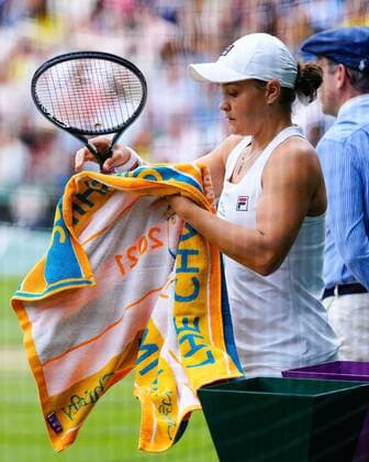 Mandatory Credit: Photo by Shutterstock (12203622p) Ashleigh Barty during the Ladies Singles final Wimbledon Tennis Championships, Day 12, The All England Lawn Tennis and Croquet Club, London, UK - 10 Jul 2021 Wimbledon Tennis Championships, Day 12, The All England Lawn Tennis and Croquet Club, London, UK - 10 Jul 2021  Copyright: xShutterstockx 12203622p