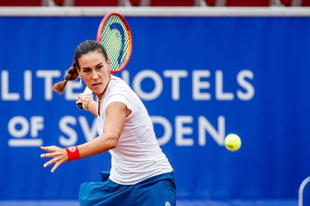 210710 Nuria Parrizas Diaz, Spanien, i finalen i singel under dag 6 av Nordea Open den 10 juli 2021 i Bastad. Copyright: MATHILDAxAHLBERG BB210710BB525
