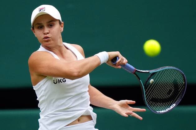 Mandatory Credit: Photo by Shutterstock (12203622ab) Ashleigh Barty during the Ladies Singles final Wimbledon Tennis Championships, Day 12, The All England Lawn Tennis and Croquet Club, London, UK - 10 Jul 2021 Wimbledon Tennis Championships, Day 12, The All England Lawn Tennis and Croquet Club, London, UK - 10 Jul 2021  Copyright: xShutterstockx 12203622ab