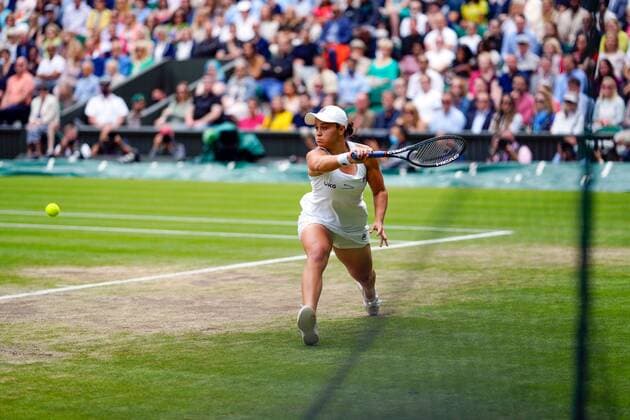 Mandatory Credit: Photo by Shutterstock (12203622as) Ashleigh Barty during the Ladies Singles final Wimbledon Tennis Championships, Day 12, The All England Lawn Tennis and Croquet Club, London, UK - 10 Jul 2021 Wimbledon Tennis Championships, Day 12, The All England Lawn Tennis and Croquet Club, London, UK - 10 Jul 2021  Copyright: xShutterstockx 12203622as