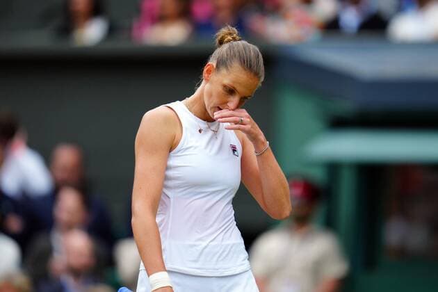 Mandatory Credit: Photo by Javier Garcia Shutterstock (12203621ez) Karolina Pliskova dejected during the Ladies Singles final Wimbledon Tennis Championships, Day 12, The All England Lawn Tennis and Croquet Club, London, UK - 10 Jul 2021 Wimbledon Tennis Championships, Day 12, The All England Lawn Tennis and Croquet Club, London, UK - 10 Jul 2021  Copyright: xJavierxGarcia Shutterstockx 12203621ez