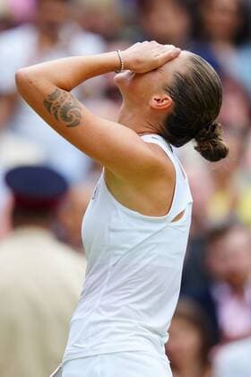 Mandatory Credit: Photo by Javier Garcia Shutterstock (12203621gg) Karolina Pliskova emotional being interviewed after losing the Ladies Singles final Wimbledon Tennis Championships, Day 12, The All England Lawn Tennis and Croquet Club, London, UK - 10 Jul 2021 Wimbledon Tennis Championships, Day 12, The All England Lawn Tennis and Croquet Club, London, UK - 10 Jul 2021  Copyright: xJavierxGarcia Shutterstockx 12203621gg