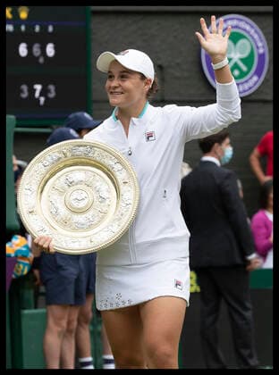 10 07 2021. London, United Kingdom. Ashleigh Barty after winning the Ladies Final on day twelve of the Wimbledon Tennis Championships in London.  xStephenxLockx xixImagesx IIM-22387-0149