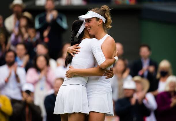 Mandatory Credit: Photo by Rob Prange Shutterstock (12203624az) Elise Mertens of Belgium & Su-Wei Hsieh of Chinese Taipeh after winning the doubles final of the 2021 Wimbledon Championships Grand Slam tennis tournament Wimbledon Tennis Championships, Day 12, The All England Lawn Tennis and Croquet Club, London, UK - 10 Jul 2021 Wimbledon Tennis Championships, Day 12, The All England Lawn Tennis and Croquet Club, London, UK - 10 Jul 2021  Copyright: xRobxPrange Shutterstockx 12203624az