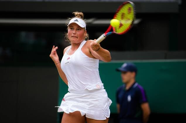 Mandatory Credit: Photo by Rob Prange Shutterstock (12203624bs) Nastasja Schunk of Germany in action during the Juniors semi-final of the 2021 Wimbledon Championships Grand Slam tennis tournament Wimbledon Tennis Championships, Day 12, The All England Lawn Tennis and Croquet Club, London, UK - 10 Jul 2021 Wimbledon Tennis Championships, Day 12, The All England Lawn Tennis and Croquet Club, London, UK - 10 Jul 2021  Copyright: xRobxPrange Shutterstockx 12203624bs
