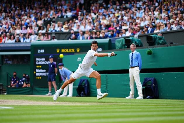 Mandatory Credit: Photo by Javier Garcia Shutterstock (12204578bo) Novak Djokovic during the Gentlemen s Singles final Wimbledon Tennis Championships, Day 13, The All England Lawn Tennis and Croquet Club, London, UK - 11 Jul 2021 Wimbledon Tennis Championships, Day 13, The All England Lawn Tennis and Croquet Club, London, UK - 11 Jul 2021  Copyright: xJavierxGarcia Shutterstockx 12204578bo