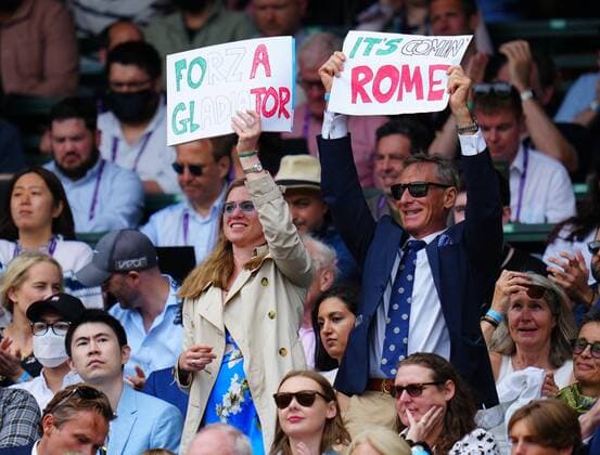 Mandatory Credit: Photo by Javier Garcia Shutterstock (12204578ce) Italy fans Wimbledon Tennis Championships, Day 13, The All England Lawn Tennis and Croquet Club, London, UK - 11 Jul 2021 Wimbledon Tennis Championships, Day 13, The All England Lawn Tennis and Croquet Club, London, UK - 11 Jul 2021  Copyright: xJavierxGarcia Shutterstockx 12204578ce