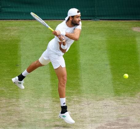Mandatory Credit: Photo by Shutterstock (12204579x) Matteo Berrettini during the Gentlemen s Singles final Wimbledon Tennis Championships, Day 13, The All England Lawn Tennis and Croquet Club, London, UK - 11 Jul 2021 Wimbledon Tennis Championships, Day 13, The All England Lawn Tennis and Croquet Club, London, UK - 11 Jul 2021  Copyright: xShutterstockx 12204579x