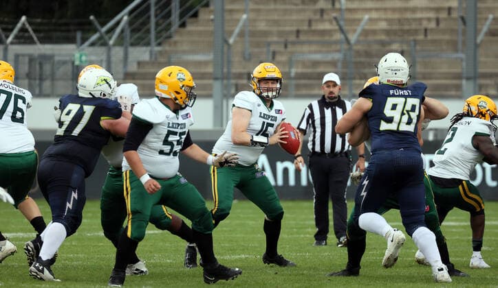 11.07.21 Stuttgart Surge - Leipzig Kings Deutschland, Stuttgart, 11.07.2021, American Football, EFL, Stuttgart Surge - Leipzig Kings: Tom Van Duijn (Leipzig Kings). *** 11 07 21 Stuttgart Surge Leipzig Kings Germany, Stuttgart, 11 07 2021, American Football, EFL, Stuttgart Surge Leipzig Kings Tom Van Duijn Leipzig Kings